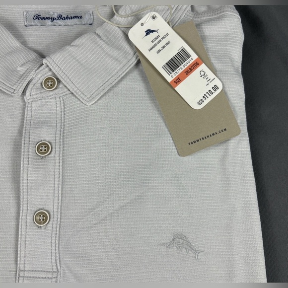 Tommy Bahama Golf Shirt Polo Paradise Cove Striped 3XLB Gray Polyester - Picture 2 of 6